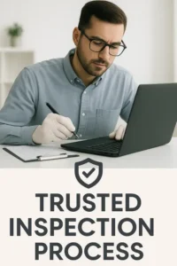 A professional technician at Canitcash carefully inspecting a laptop as part of a secure and transparent electronics buyback process.