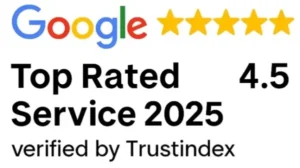 Google reviews logo, with a 4.5 out of 5-star rating for top-rated service.