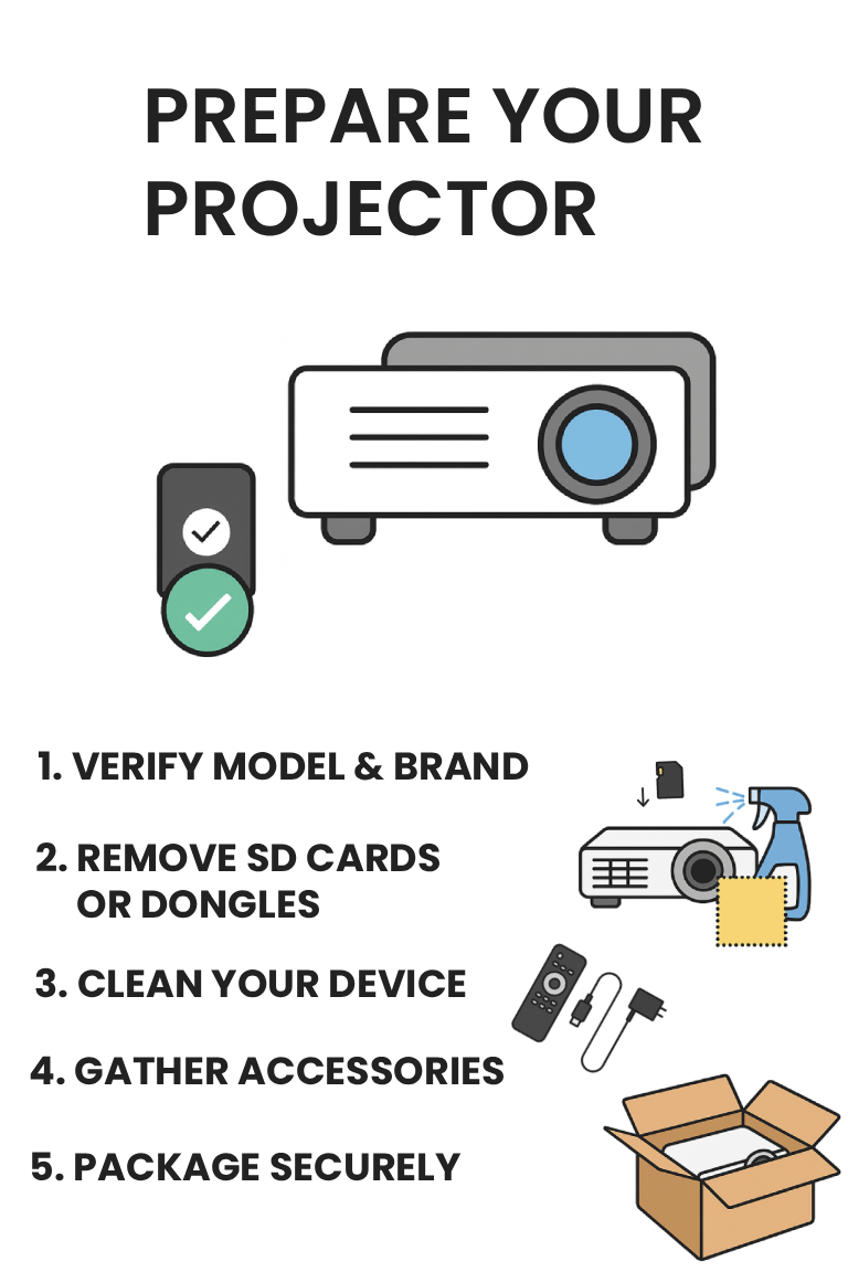 An illustration showing the four steps to prepare your laptop for selling: backing up data, performing a factory reset, cleaning the device, and gathering accessories.