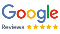 Google reviews logo with a 5-star rating.